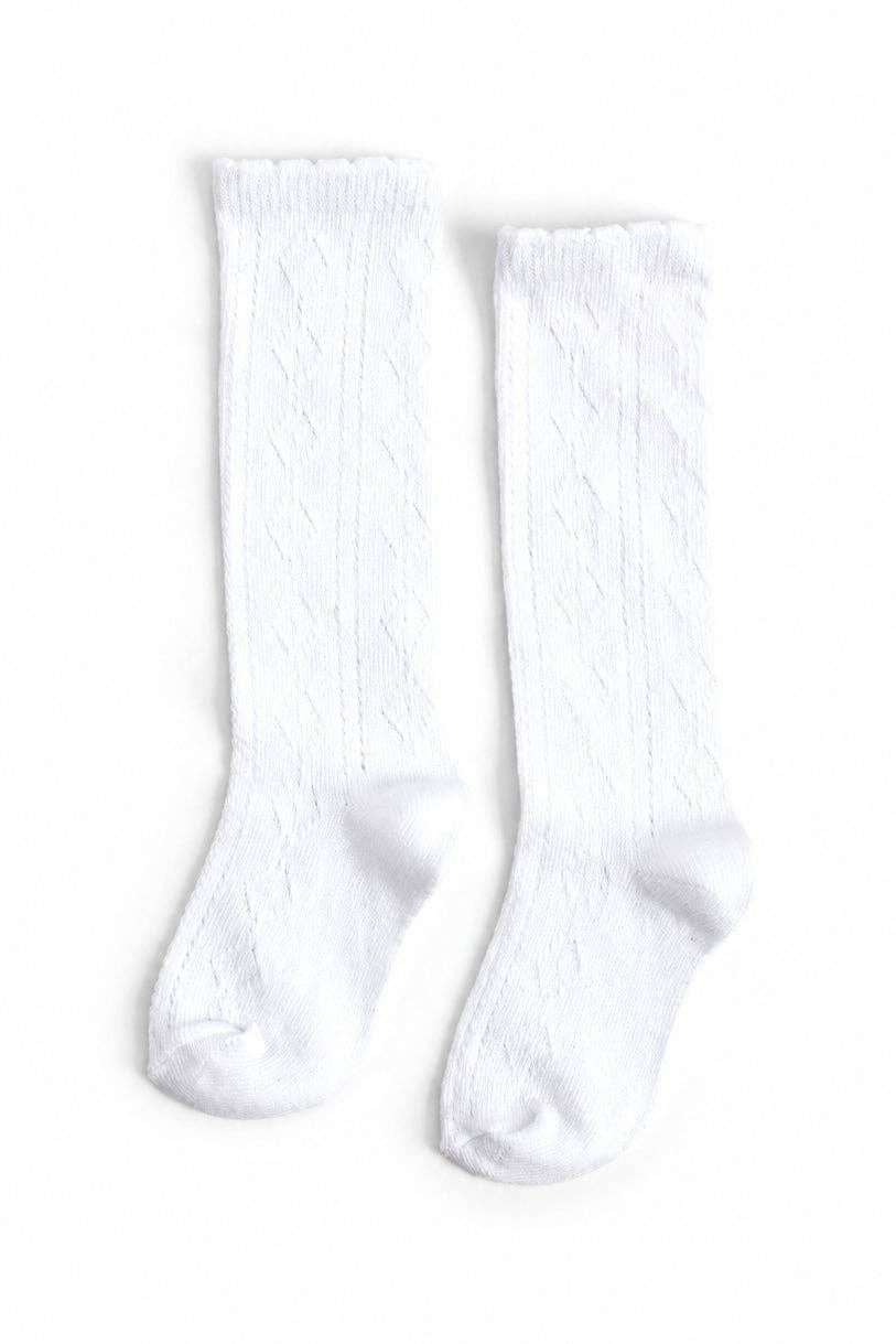 Scalloped Fancy Knee High Socks - White