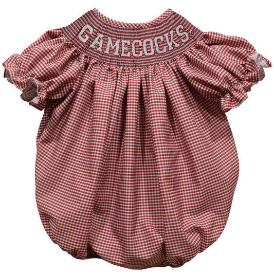 South Carolina Gamecocks Smocked Gingham Short Sleeve Bubble