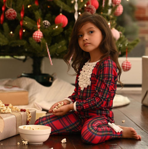 Christmas 2025 Pajamas - Tartan- Girls Ruffle Buttflap
