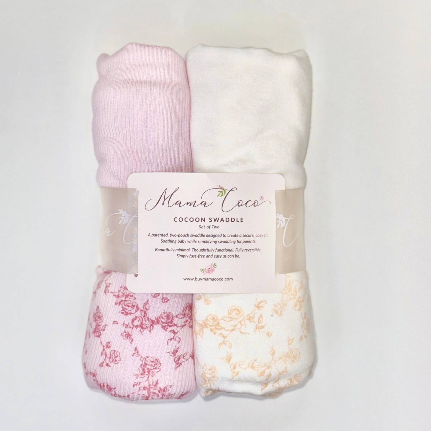 COCOON SWADDLE SET in Silky Modal: Bitty Blooms & Baby Pink Gingham / Small