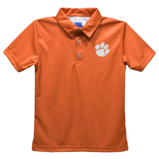 Clemson Tigers Embroidered Orange Short Sleeve Polo Shirt