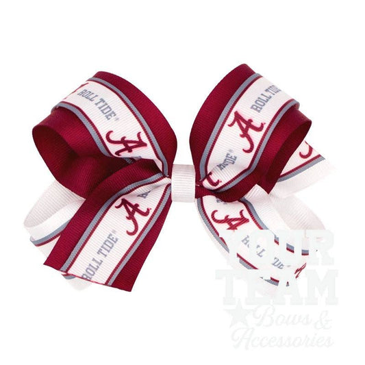 Large Alabama Logo Ribbon Underlay Hair Bow: ALABAMA