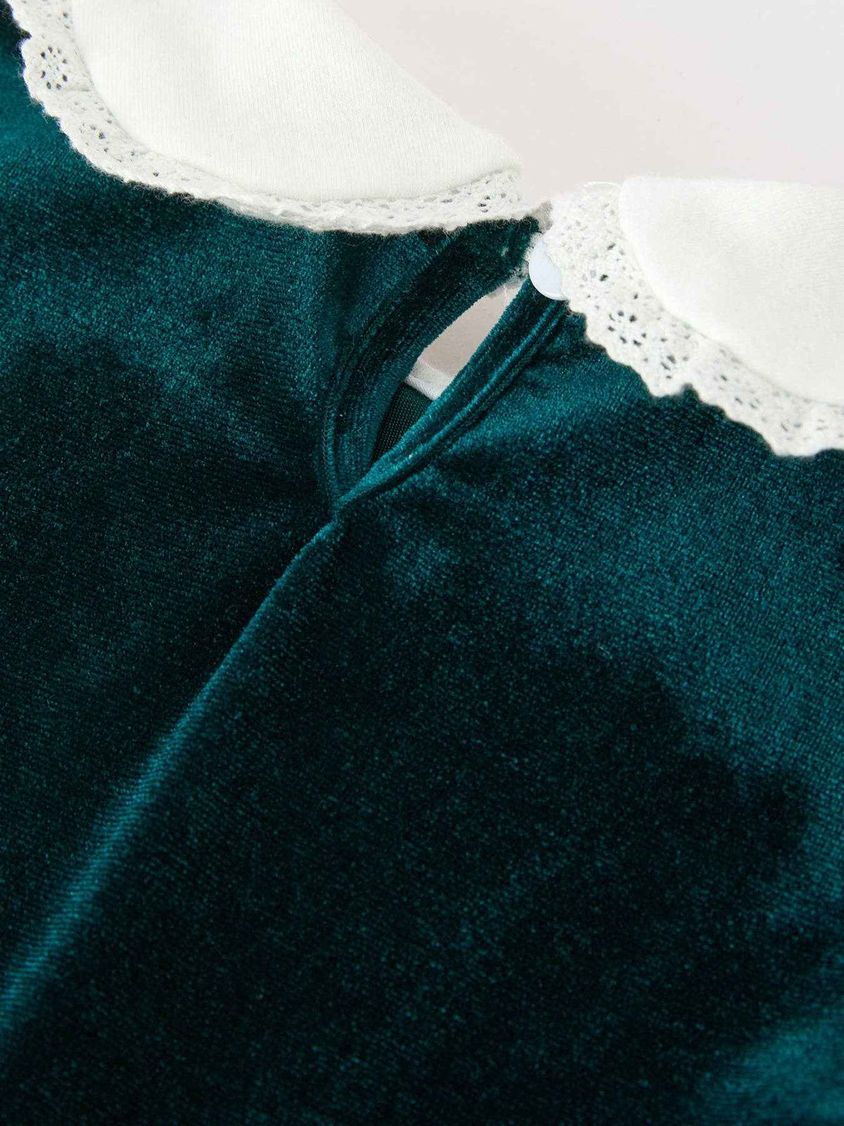 Girls Emerald Green Velvet Lace Collar Christmas Dress: 5