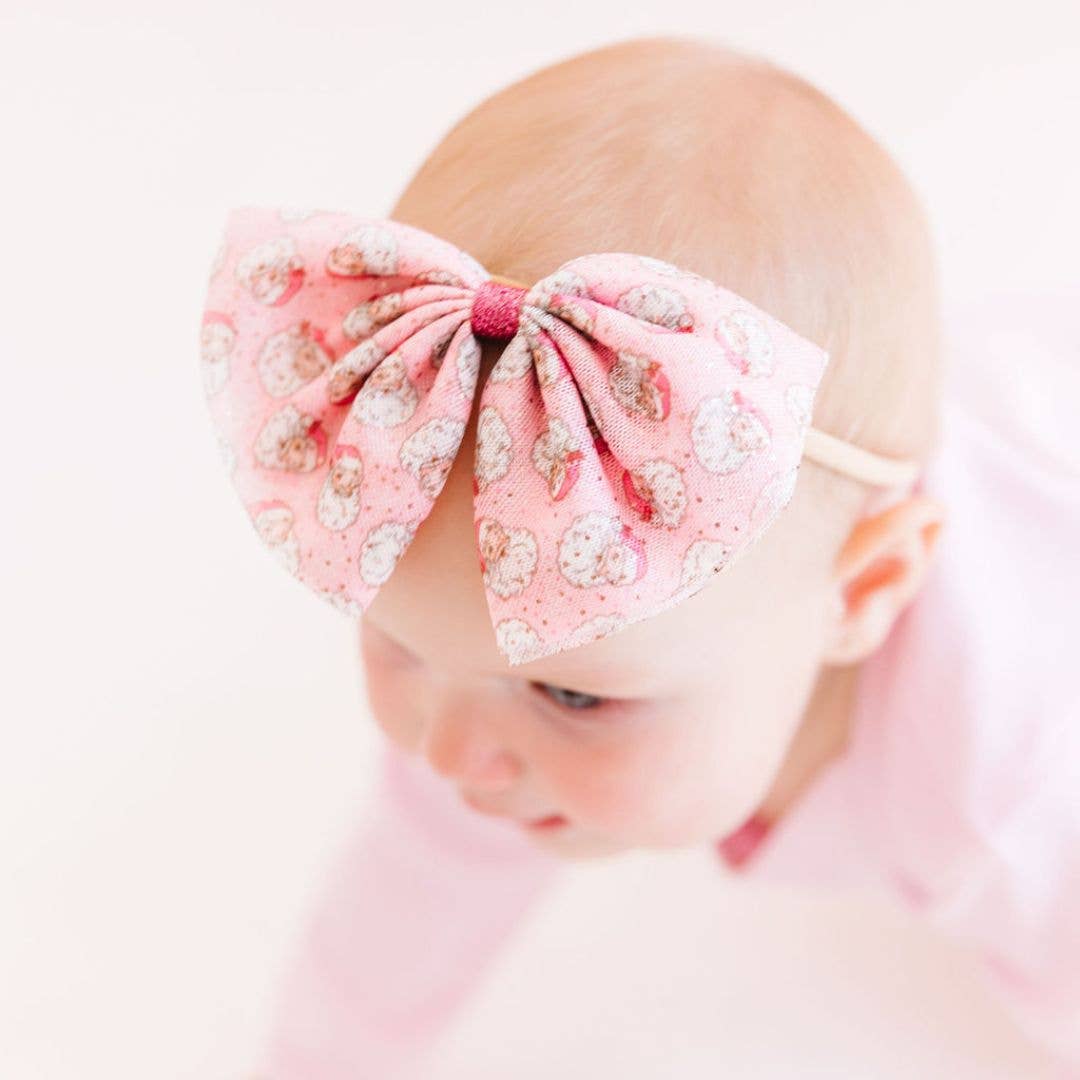 Retro Santa Christmas Tulle Bow Baby Headband - Hair Bows