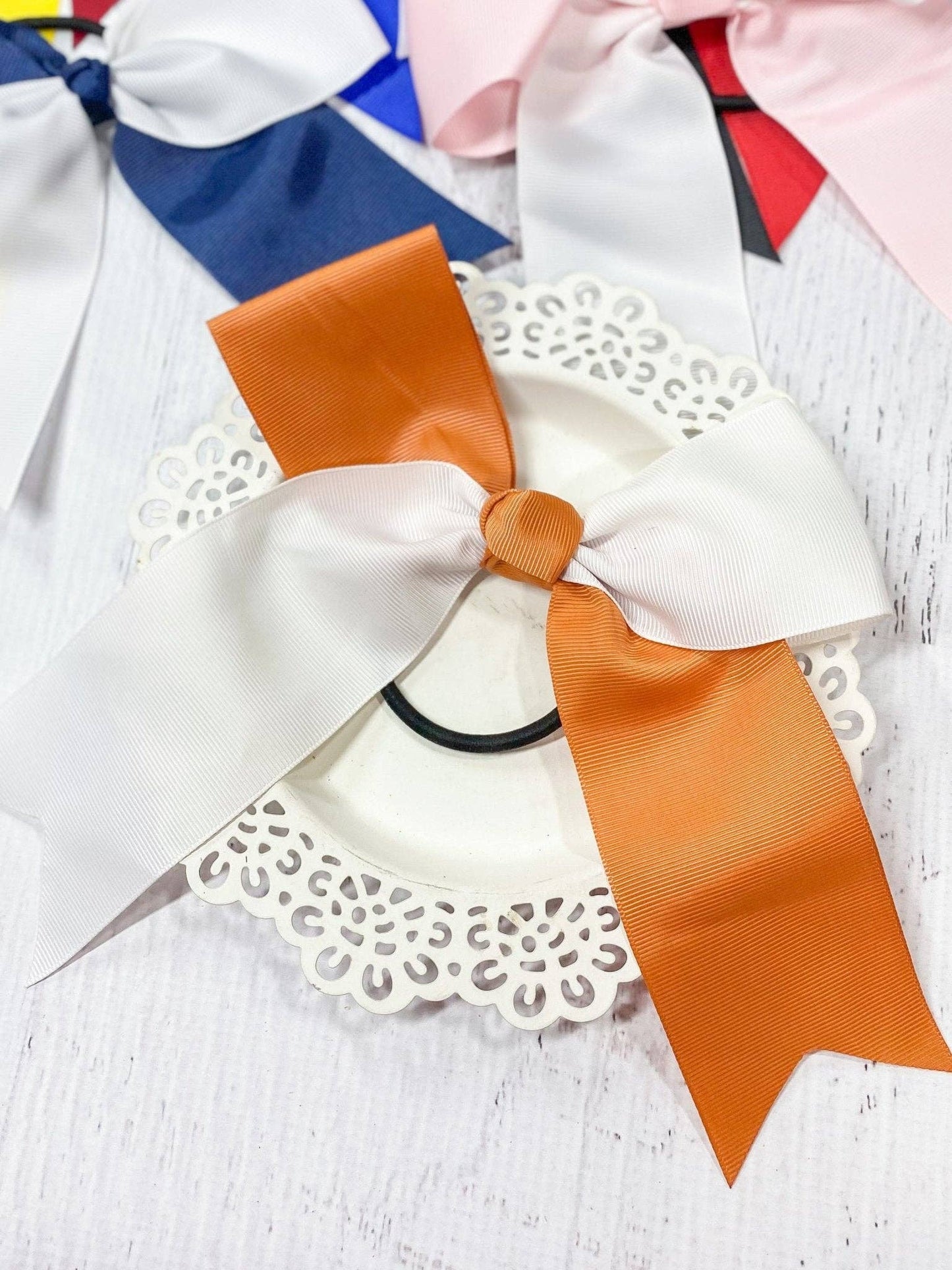 School Spirit Cheer Bows - Pony O - 6": Blue/Yellow