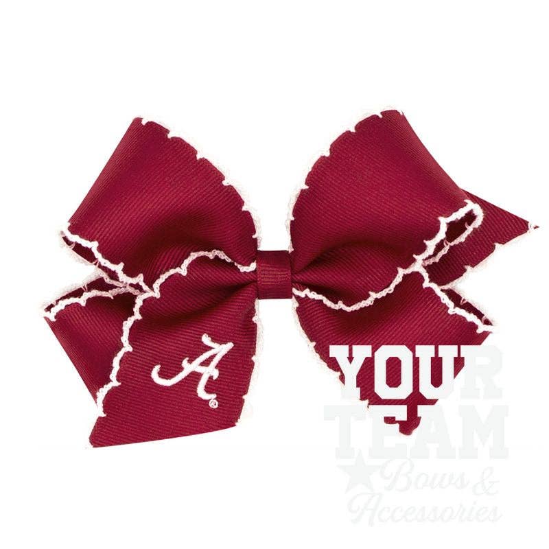 Medium Alabama Moonstitch Embroidered Hair Bow: ALABAMA