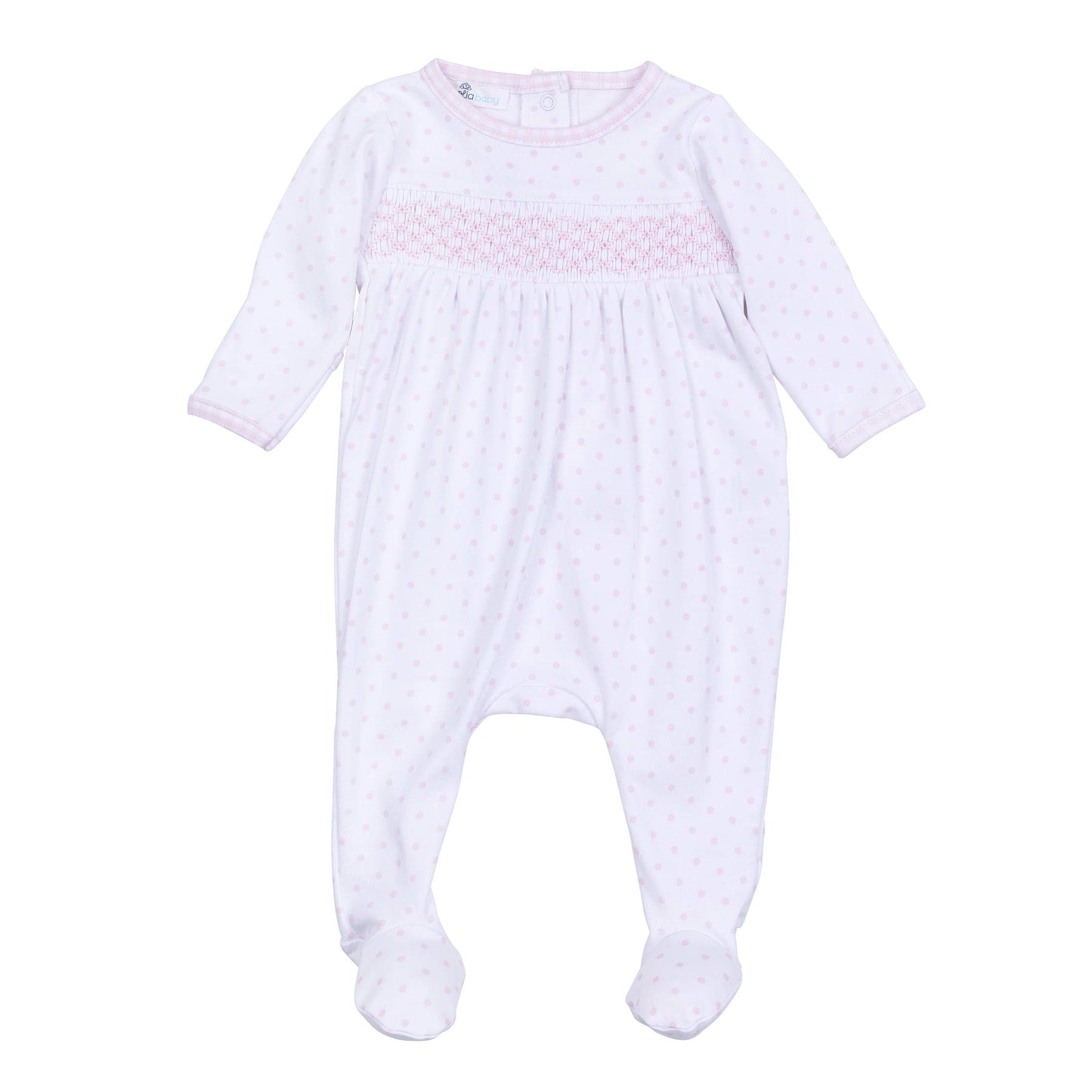 Gingham Dots Smocked Footie - Pink: Pink