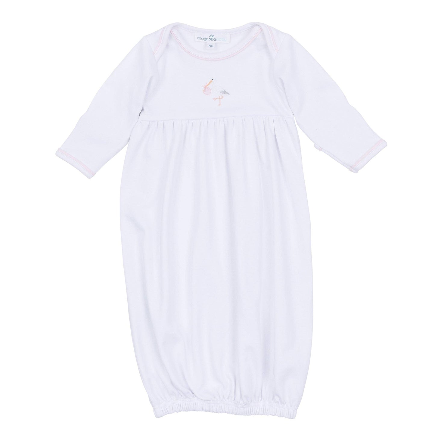 Vintage Stork Gathered Gown - Pink: