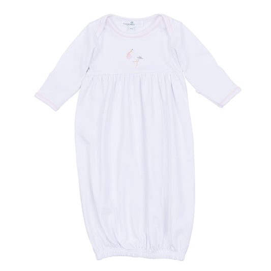 Vintage Stork Gathered Gown - Pink: