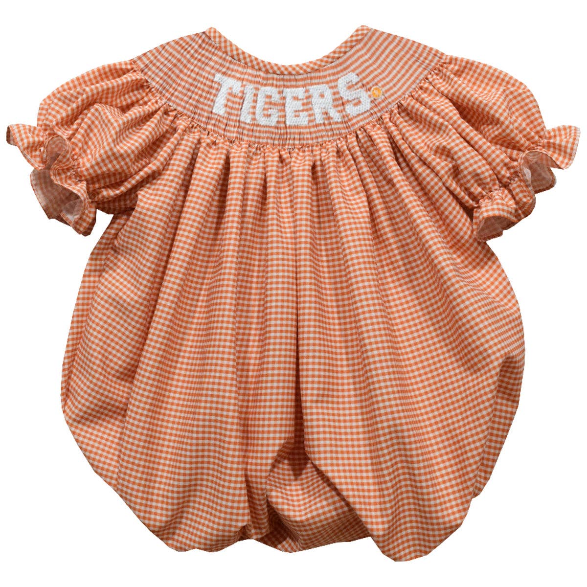Clemson Tigers Smocked Short Sleeve Girls Bubble