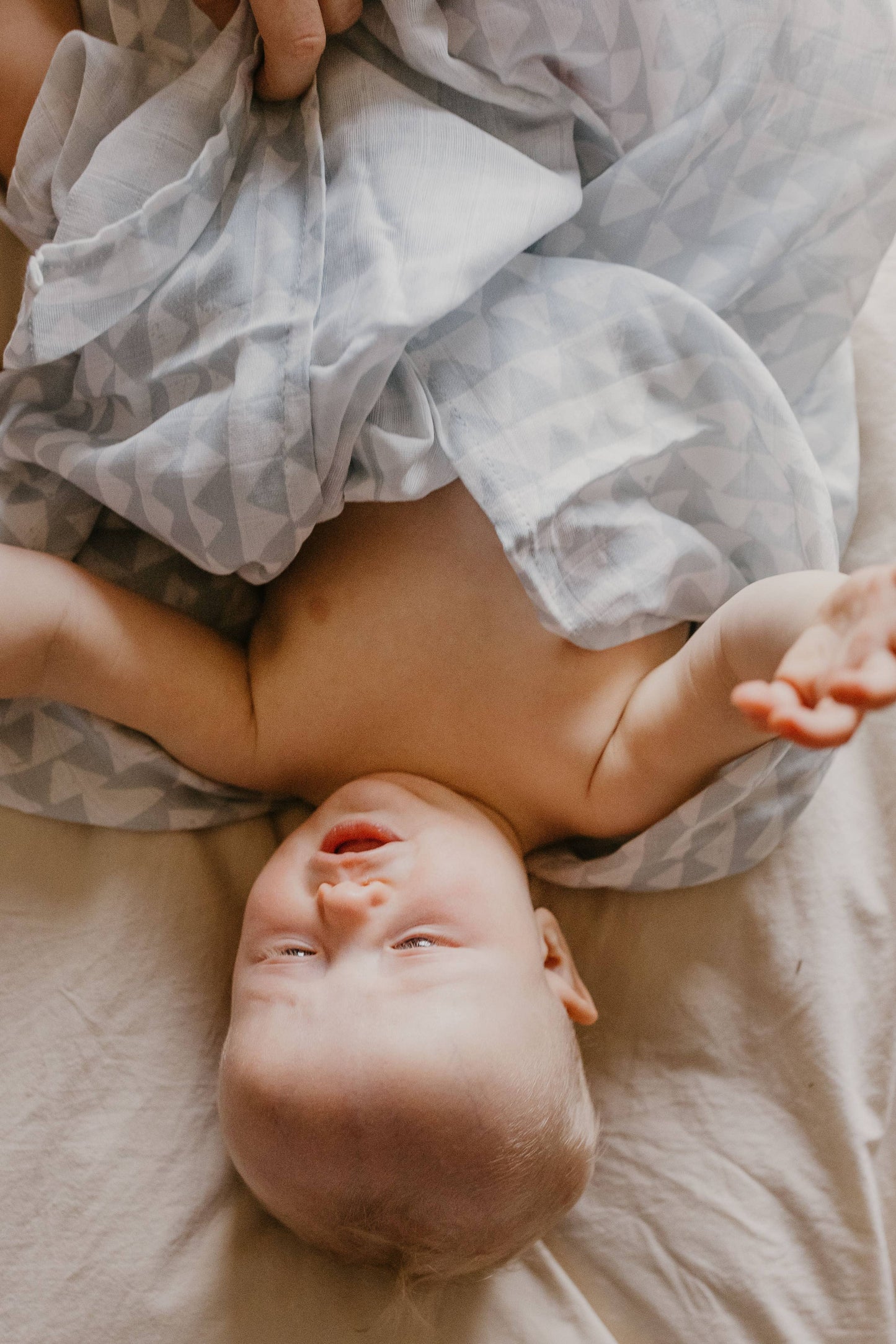 Muslin Swaddle Baby Blanket - Mountains Swaddle: Ice Blue