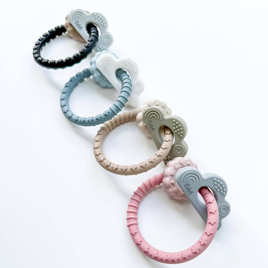 Cloudy Days Silicone Teether: Petunia Pink