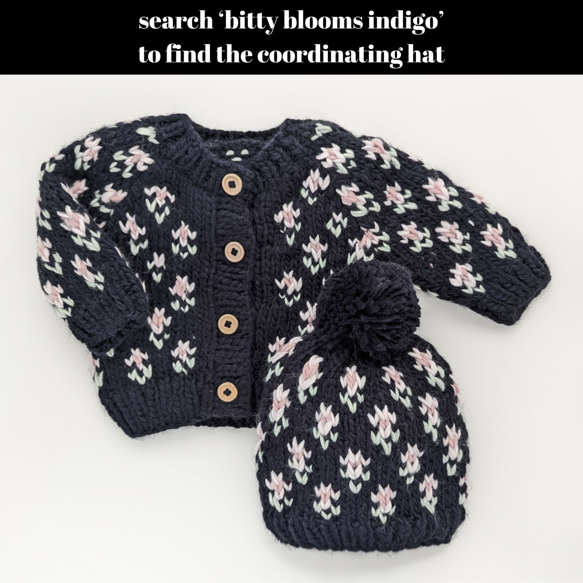 Bitty Blooms Indigo Cardigan Sweater Set for Baby & Toddler: 3-4T