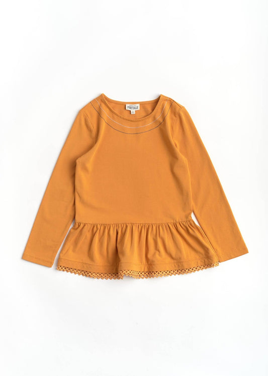 Stay Golden Peplum Top: Honey