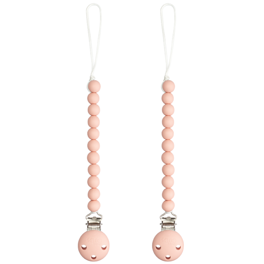 Baby Pacifier Clips, 100% Food Grade Silicone by Comfy Cubs: Pink Blush