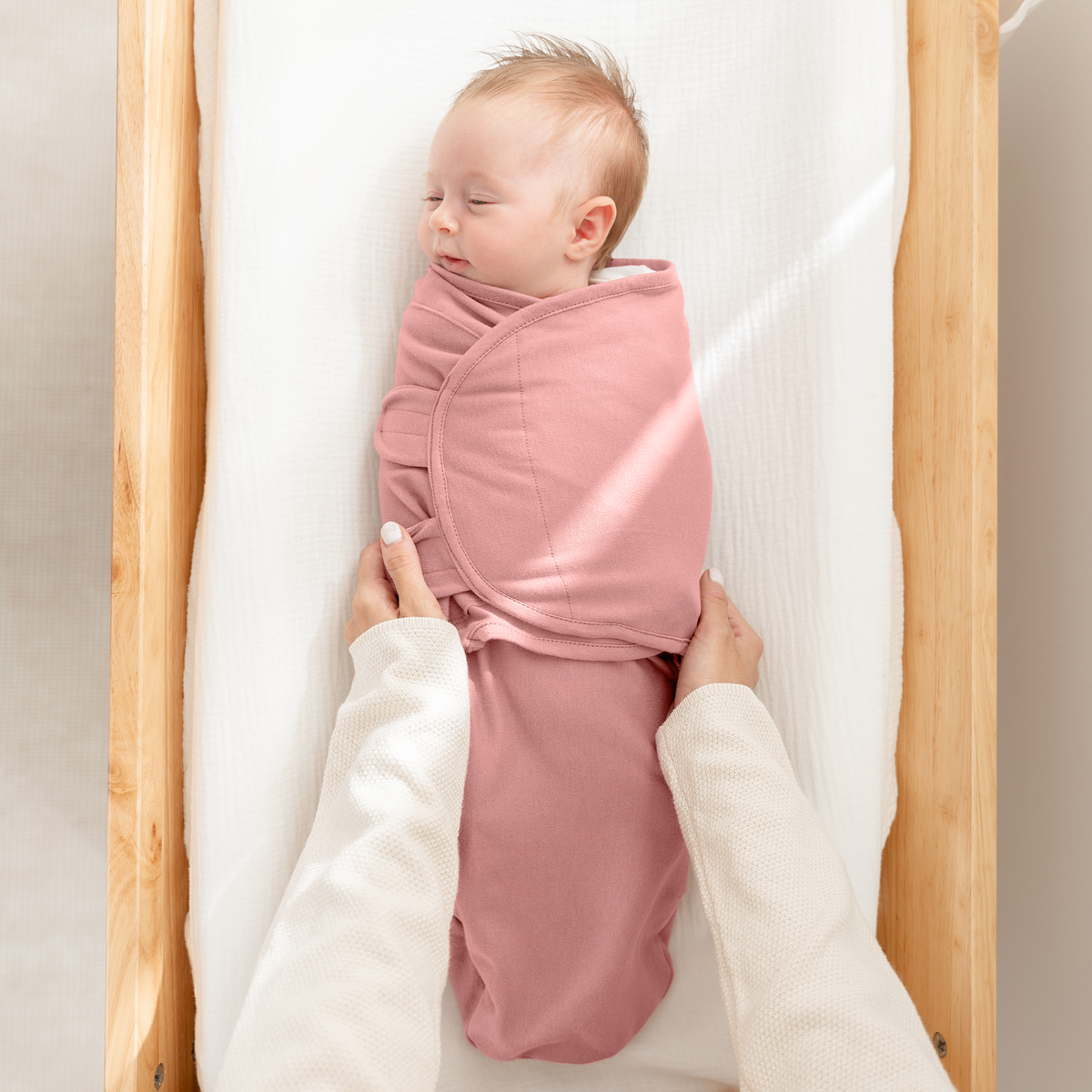 Easy Swaddle Blanket, 3 Pack - 100% Cotton by Comfy Cubs: Pink / Small (0-3 Months)