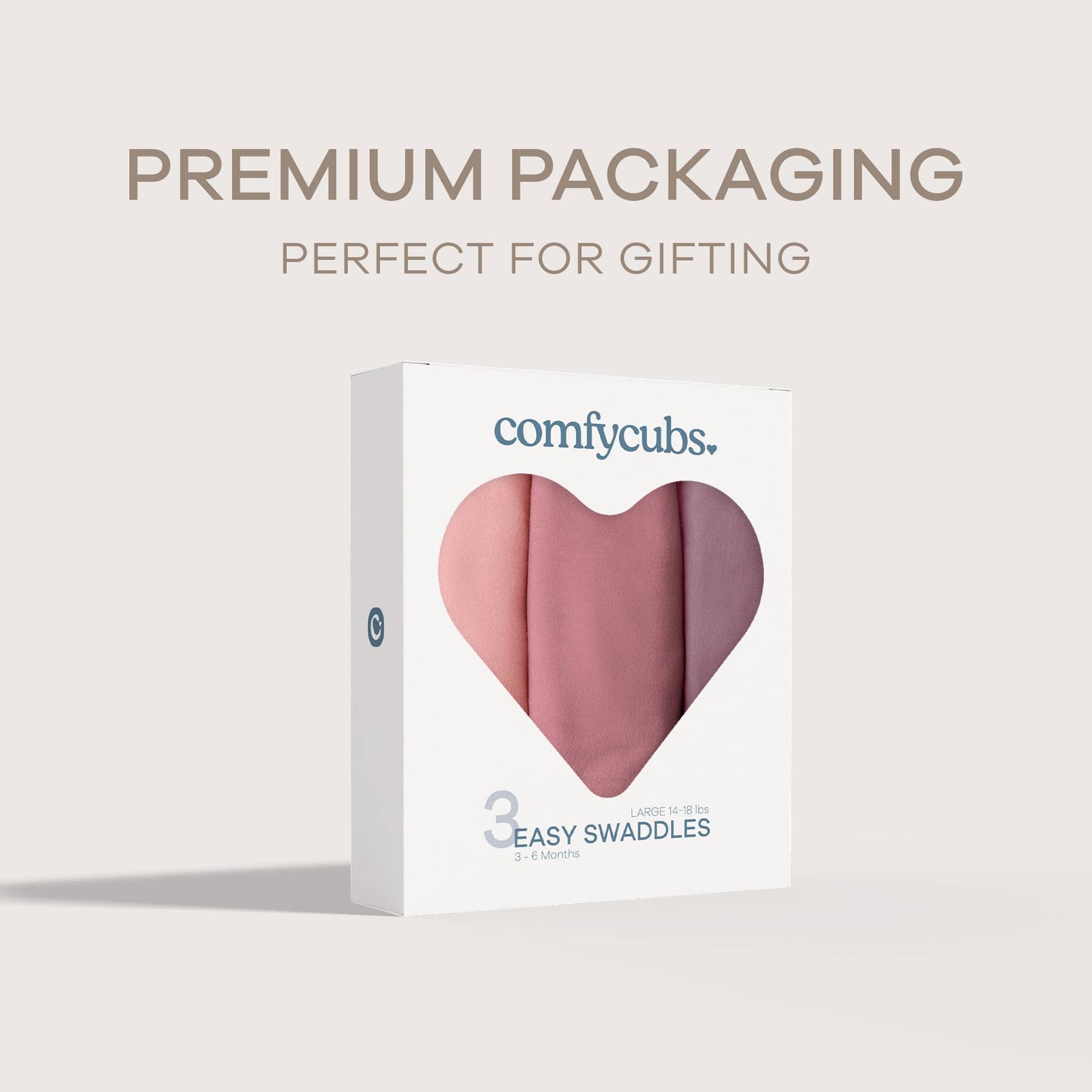 Easy Swaddle Blanket, 3 Pack - 100% Cotton by Comfy Cubs: Pink / Small (0-3 Months)