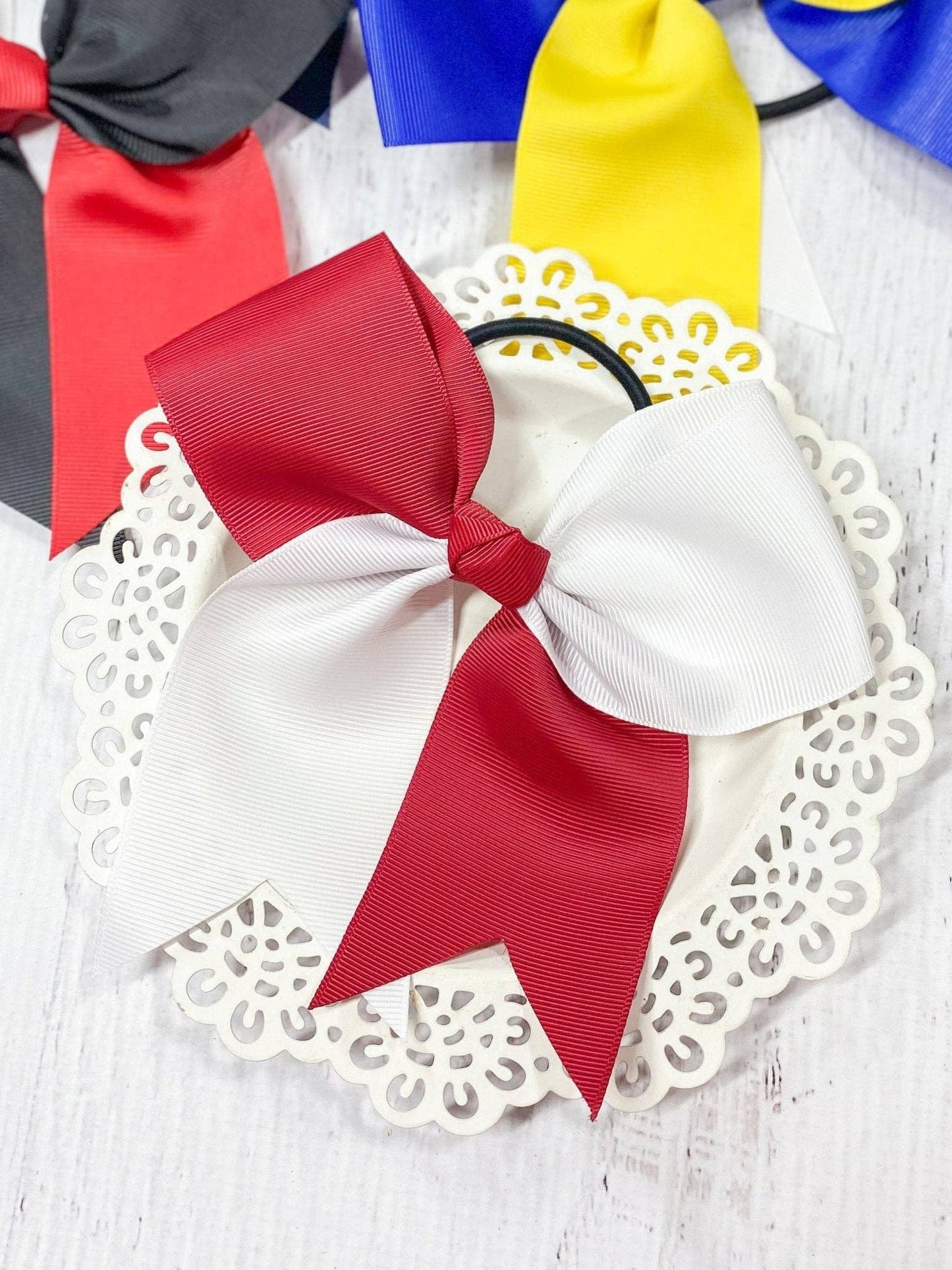 School Spirit Cheer Bows - Pony O - 6": Blue/Yellow