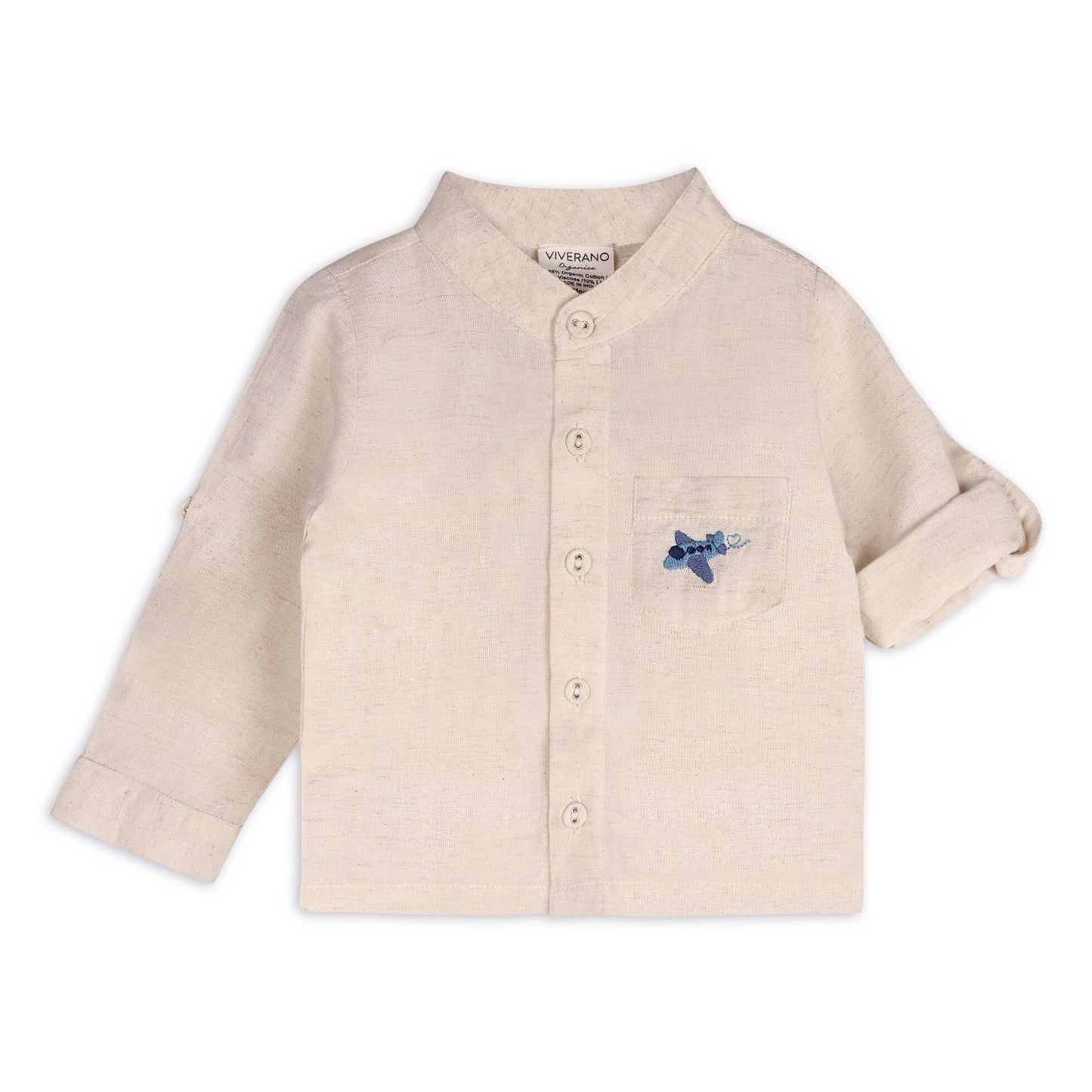 Portofino Baby Shirt & Pants Set (Organic Cotton): Natural / Navy