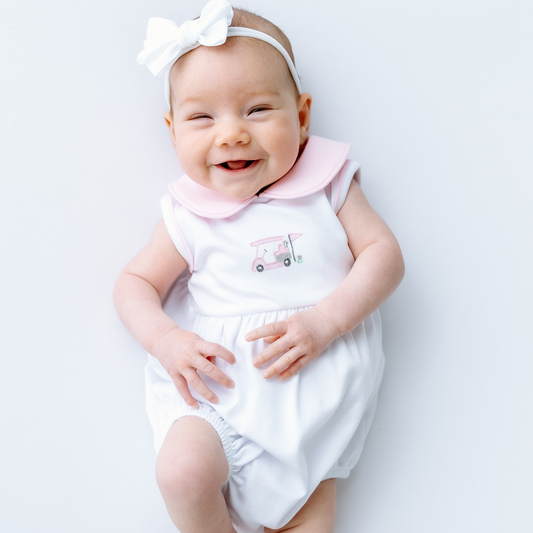 Little Golfer Collared Bubble - Pink