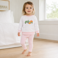 Pumpkin Tractor Applique Pullover Sweatshirt - Pink