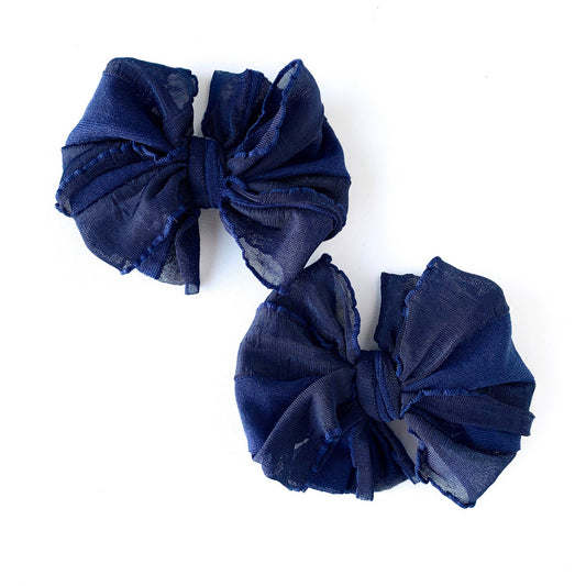 Ruffle Clip Set- Navy