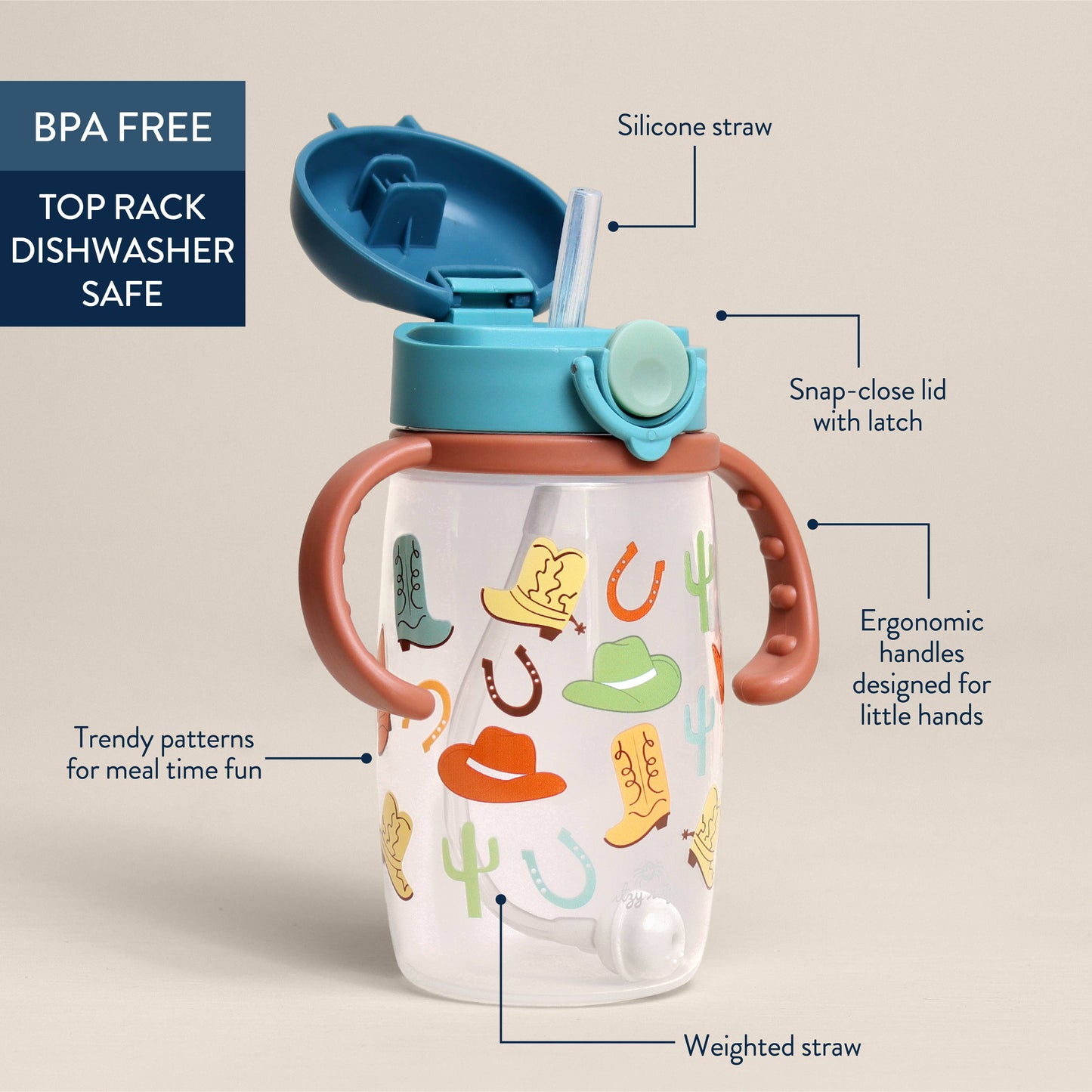 Itzy Sips™ Straw Cup With Snap-Close Lid: Giddy Up!
