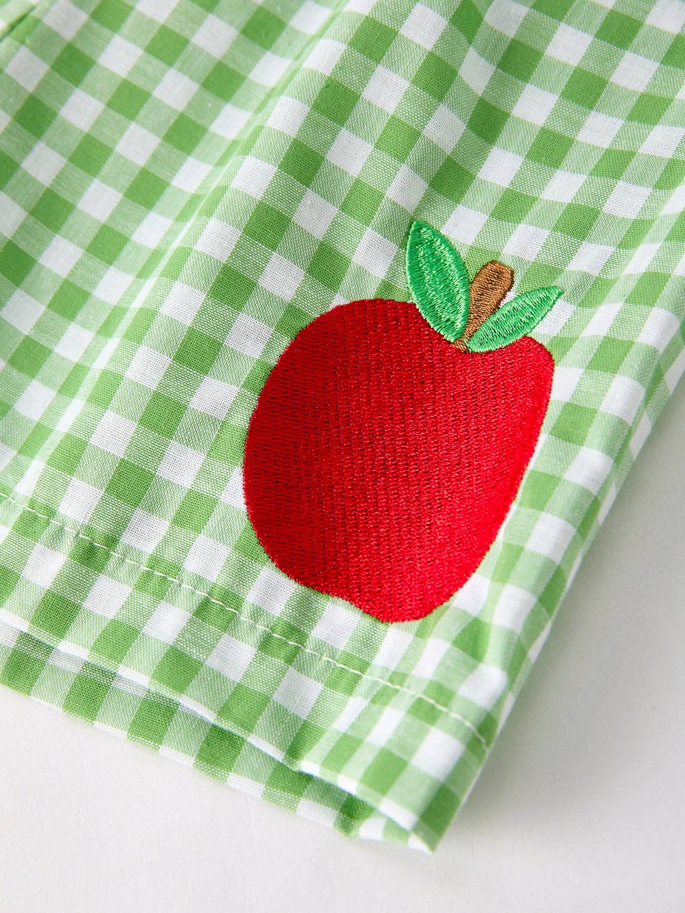 Boys Back to School Smock Embroidered Top+ Plaid Shorts: