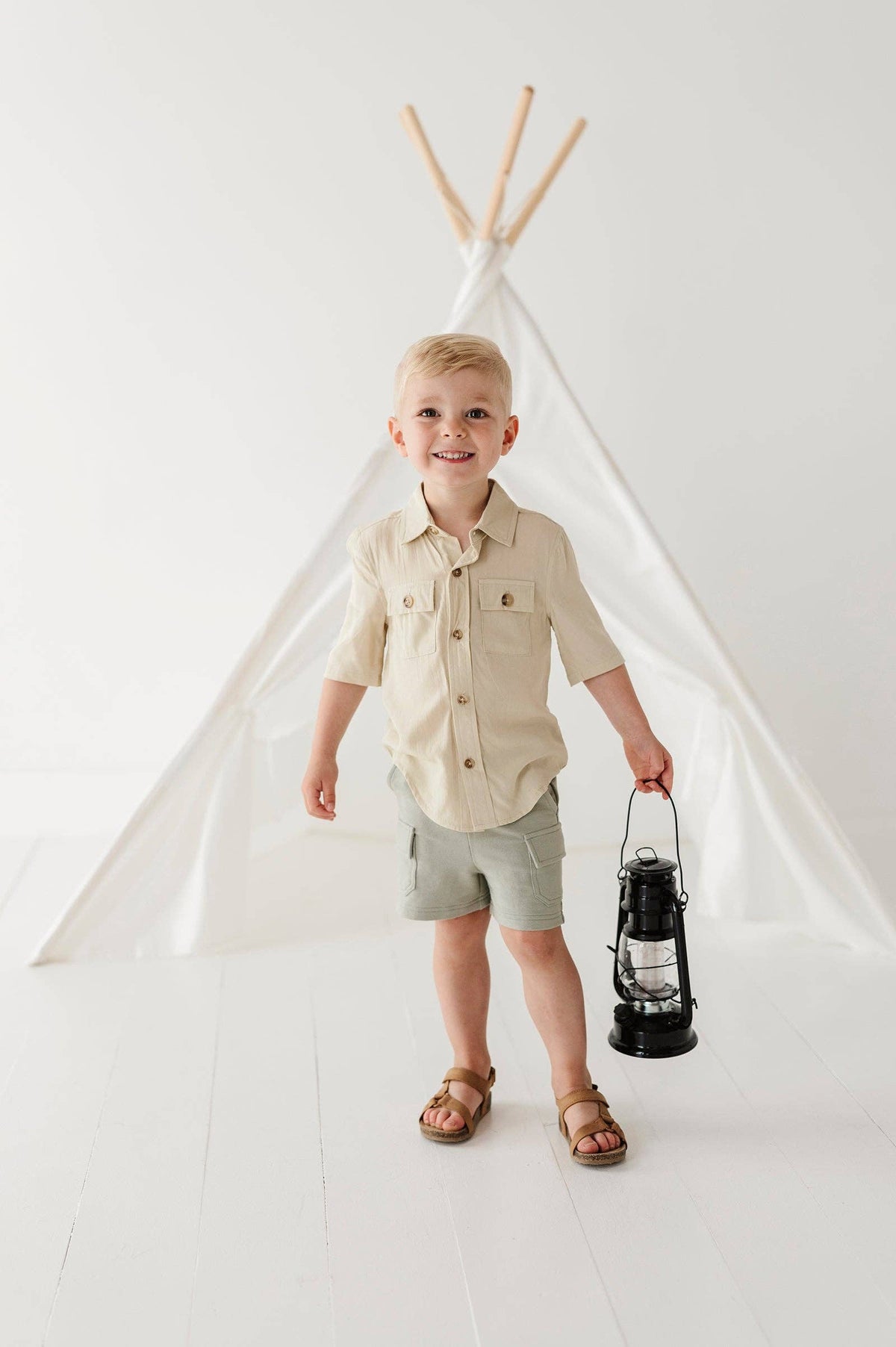 Utility Shirt: Stripe in Toffee