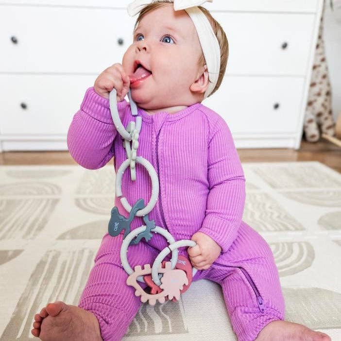 Dino Rings Silicone Teether: Blue/Green