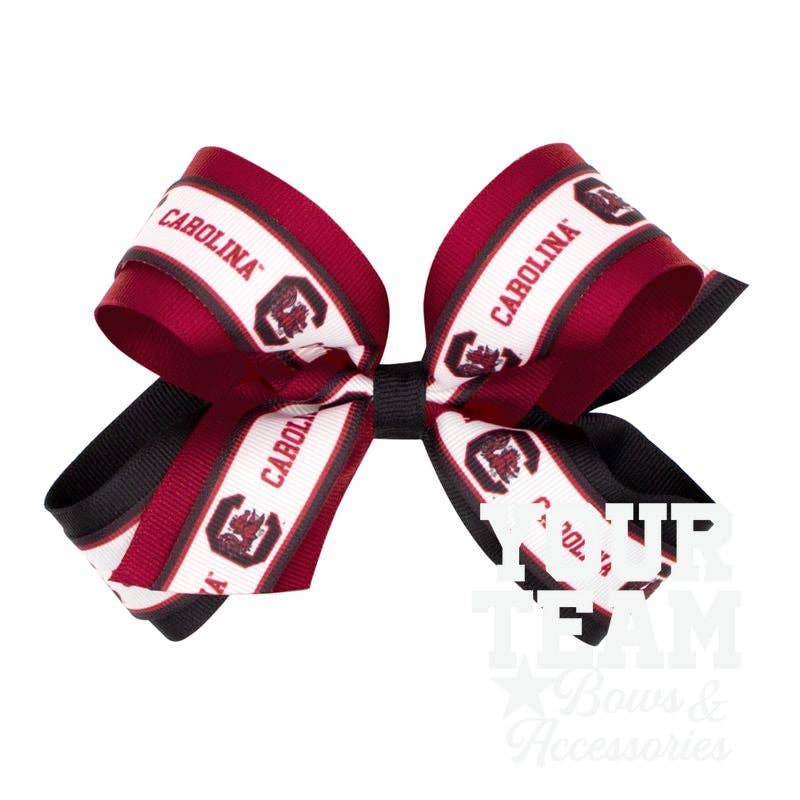 Large South Carolina Logo Ribbon Underlay Hair Bow: SOUTH CAROLINA