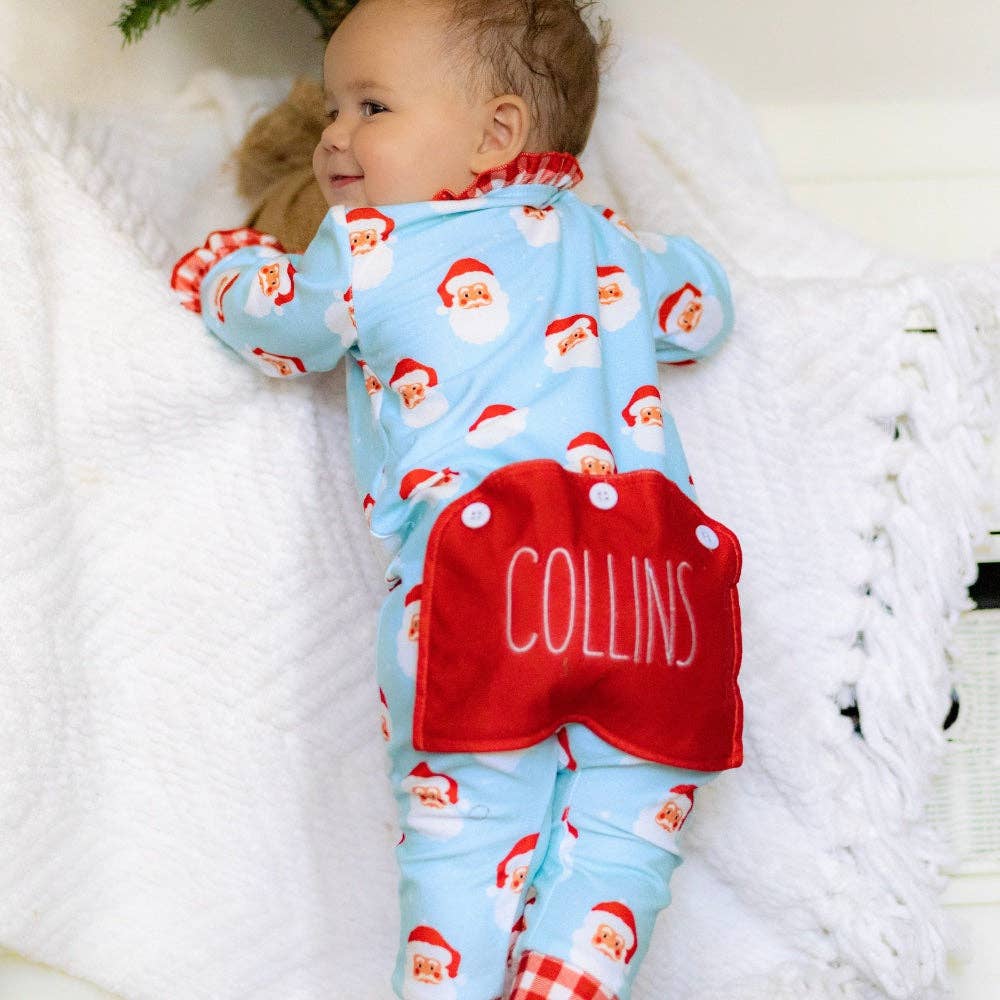 Baby Ruffle Buttflap Pajamas - Vintage Santa Holiday Lounge: