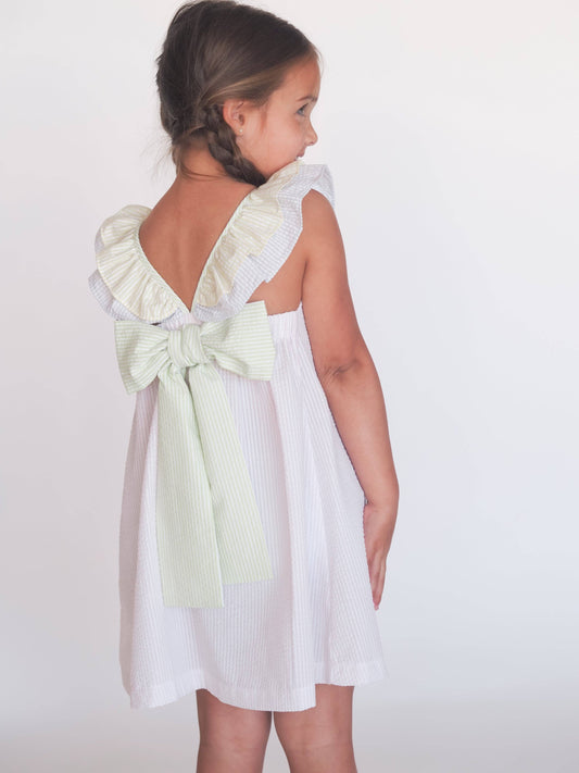 Colorblock Seersucker Girls Dress: 5t