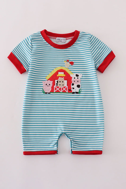Blue Stripe Farm Romper