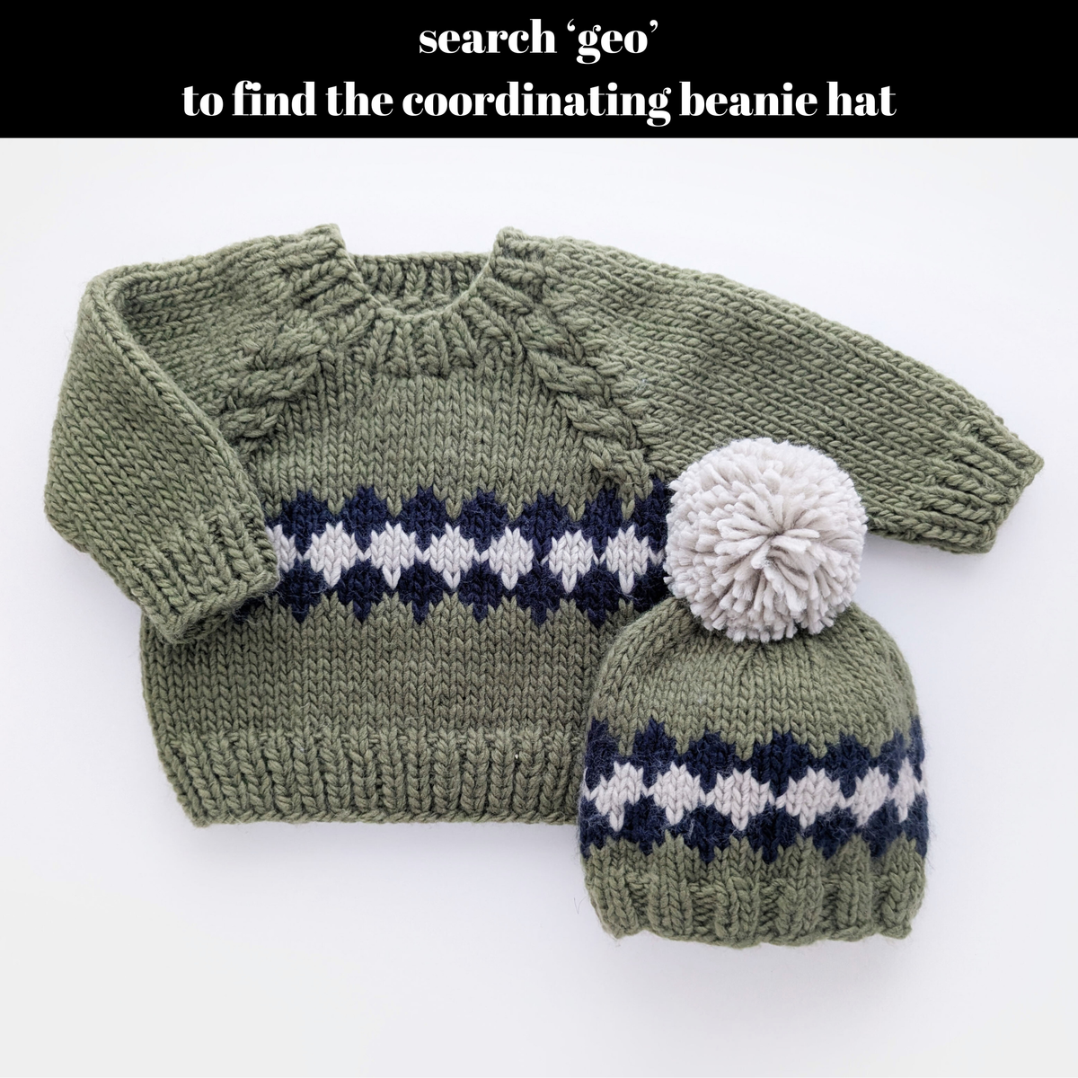 Geo Sweater Mossy Green Set for Baby & Toddler: 0-6 months