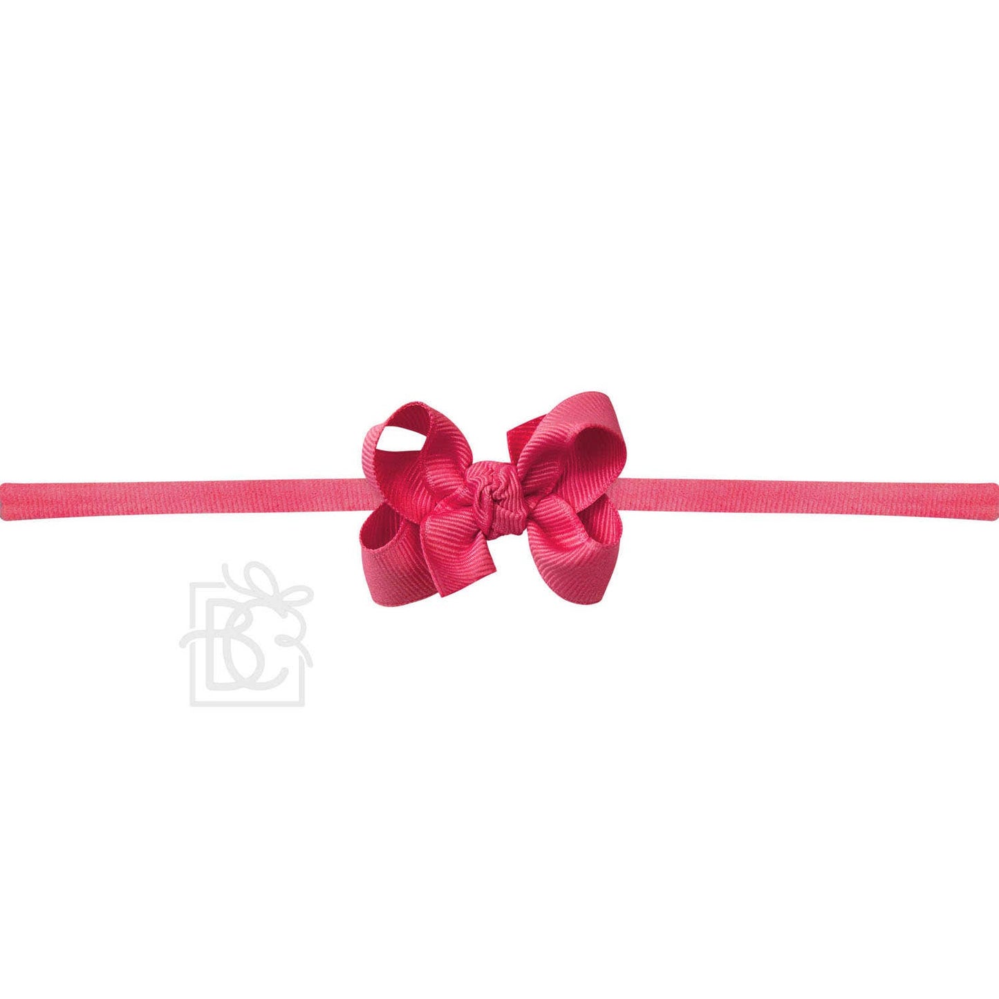 1/4" NYLON PANTYHOSE HEADBAND W/SIGNATURE GROSGRAIN BOW: PINK / 2" Toddler