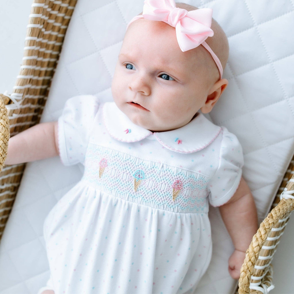 Ice Cream Classics Smocked Collared Bubble: