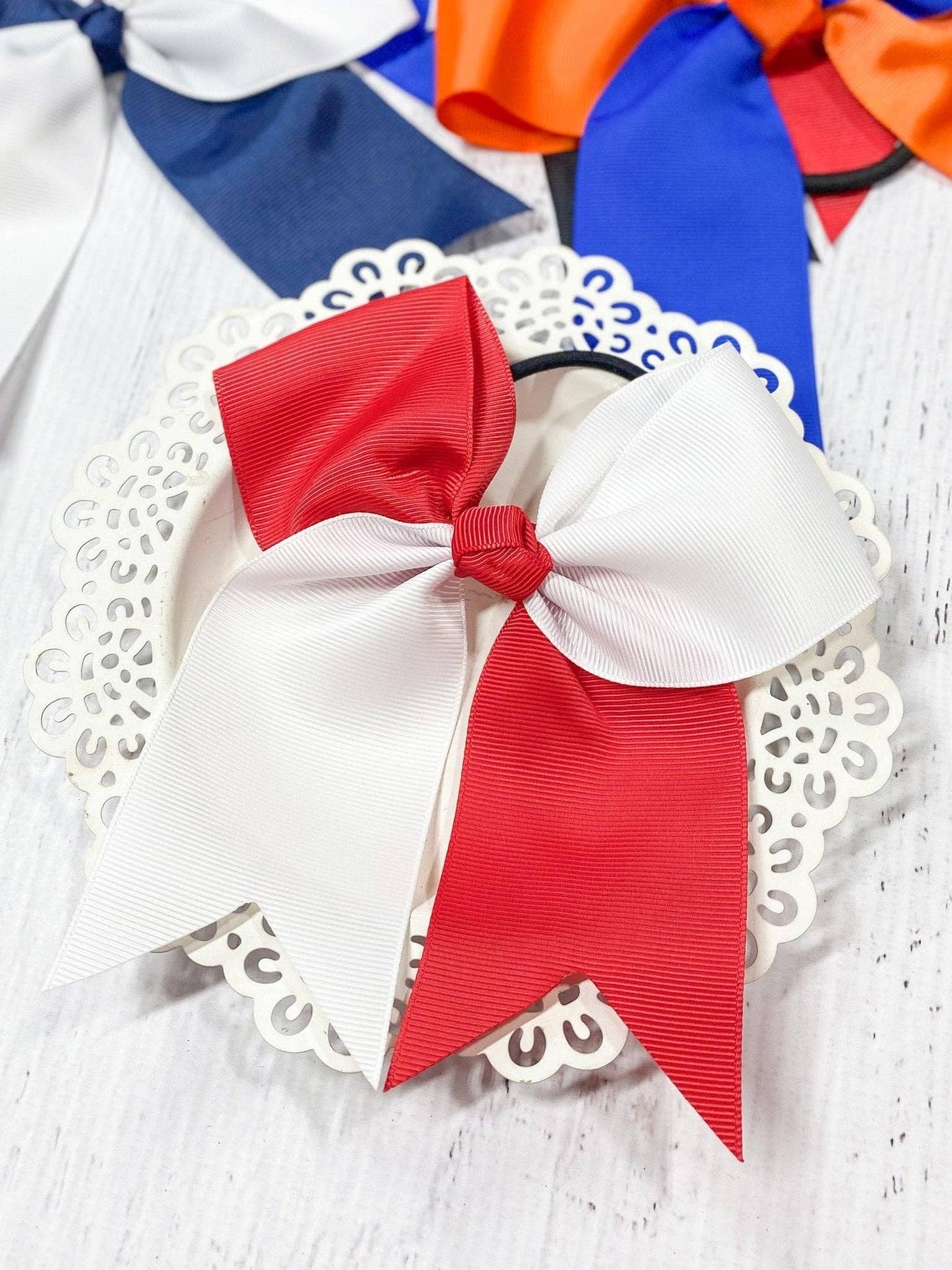 School Spirit Cheer Bows - Pony O - 6": Blue/Yellow