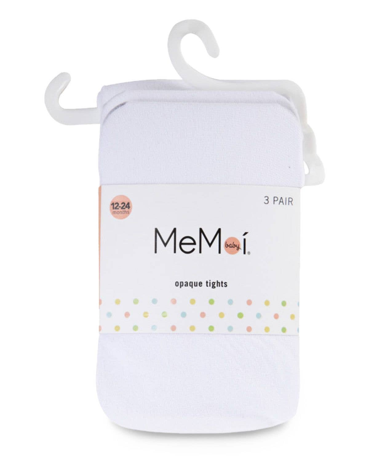 MeMoi Solid Nylon Infant Tights 3 Pack: White-Pink-White