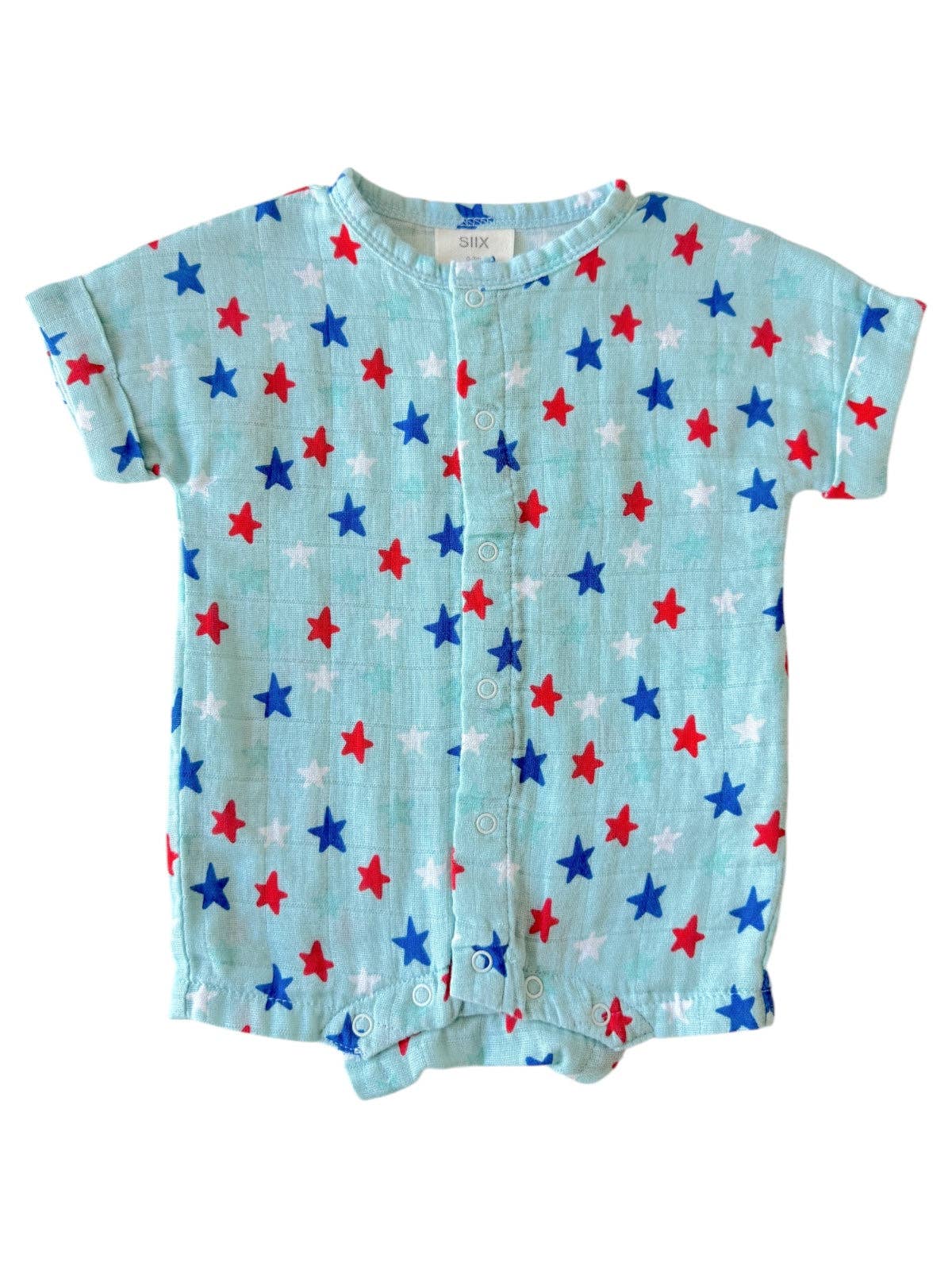 Splendid Stars Blue / Muslin Henley Shortall: 18-24M