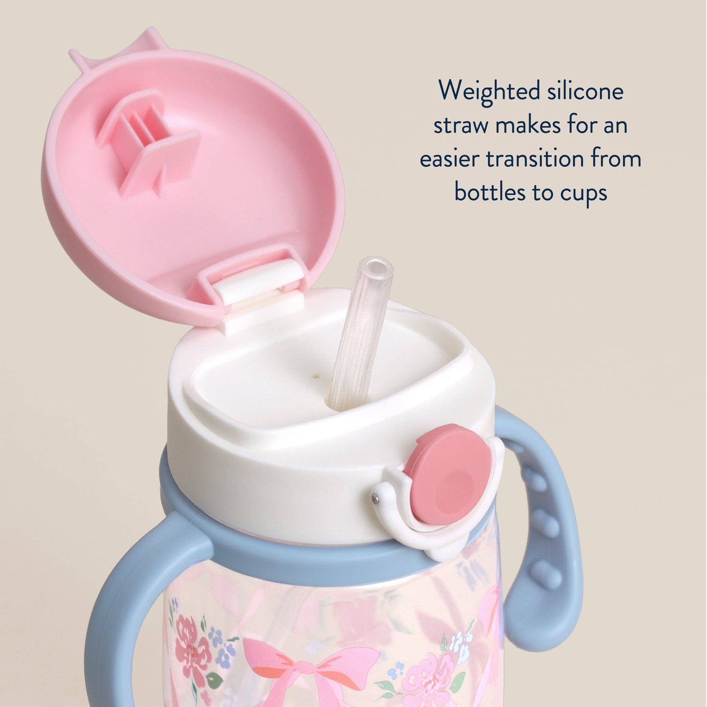 Itzy Sips™ Straw Cup With Snap-Close Lid: Ribbons & Roses
