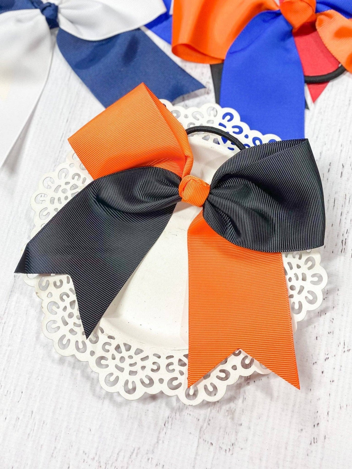 School Spirit Cheer Bows - Pony O - 6": Blue/Yellow