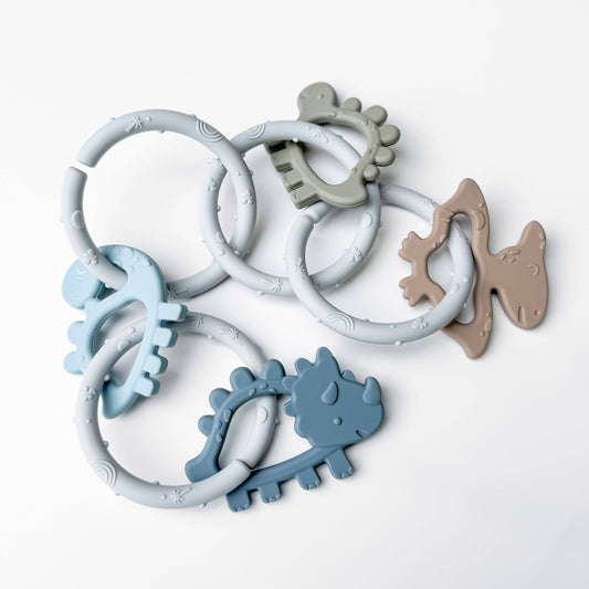 Dino Rings Silicone Teether: Blue/Green