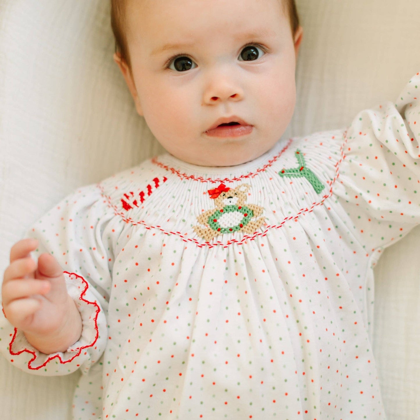 Christmas Joy Classics Bishop Long Sleeve Bubble - Red Girl: 9 Months