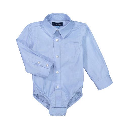 Boys Baby Blue Chambray Button Down