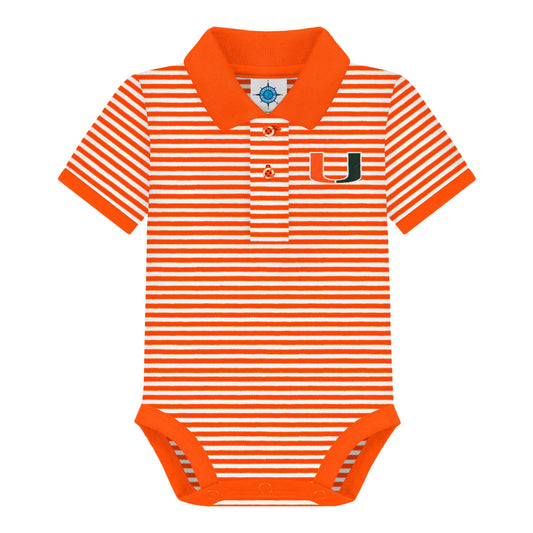 Miami Hurricanes Striped Infant Polo Bodysuit  : Hunter