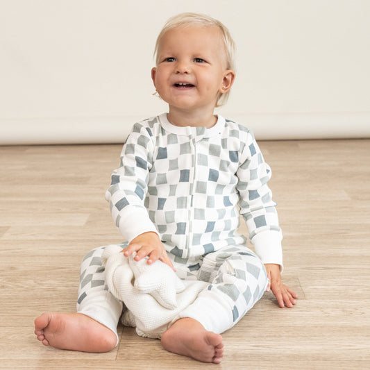 Checkered Organic 2-Way Zip Romper