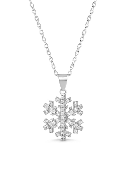 CZ Snowflake Necklace in Sterling Silver