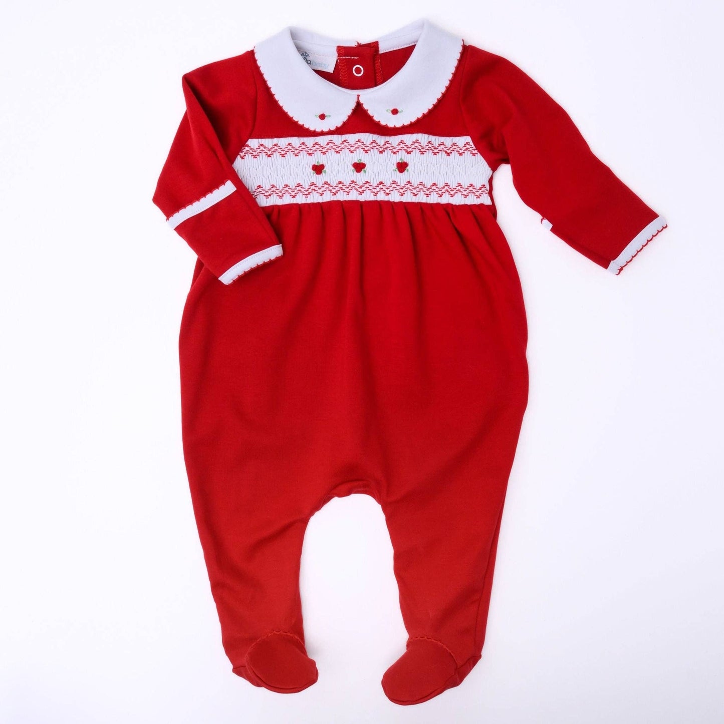 Eve Classics Smocked Girl Footie - Red: