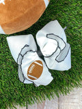 Football Embroidered Moonstitch Hair Bow | Clip or Headband: Black/White / Clip